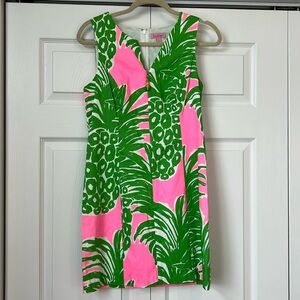 Lilly Pulitzer Tropical Green and Pink Midi Dress.